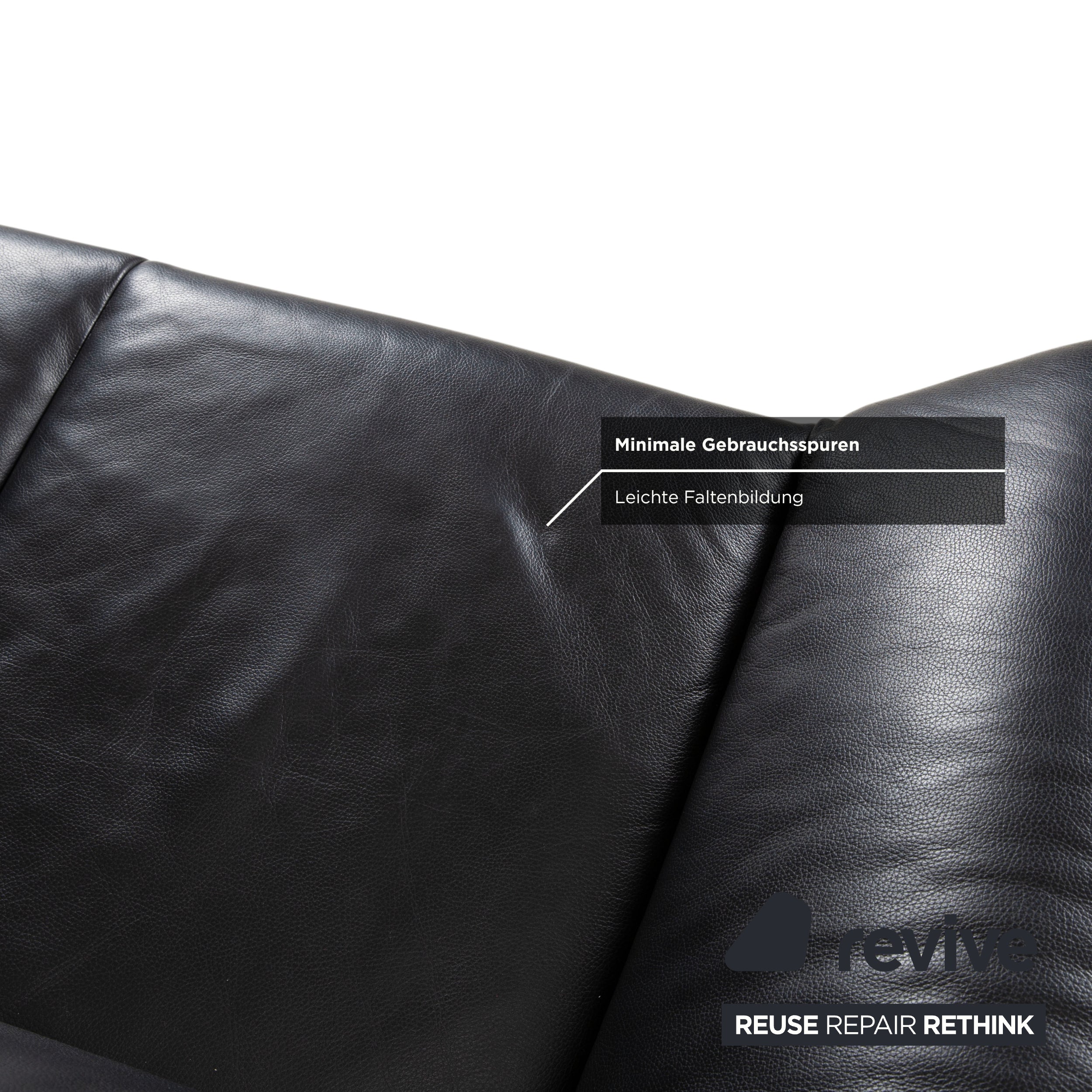 Laauser Atlanta Leather Two Seater Black Sofa Couch