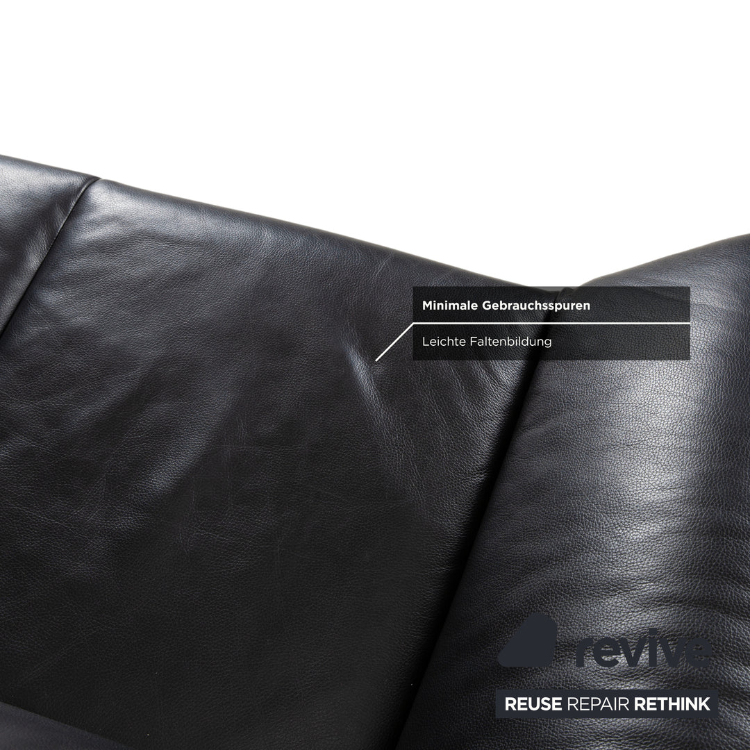 Laauser Atlanta Leather Two Seater Black Sofa Couch