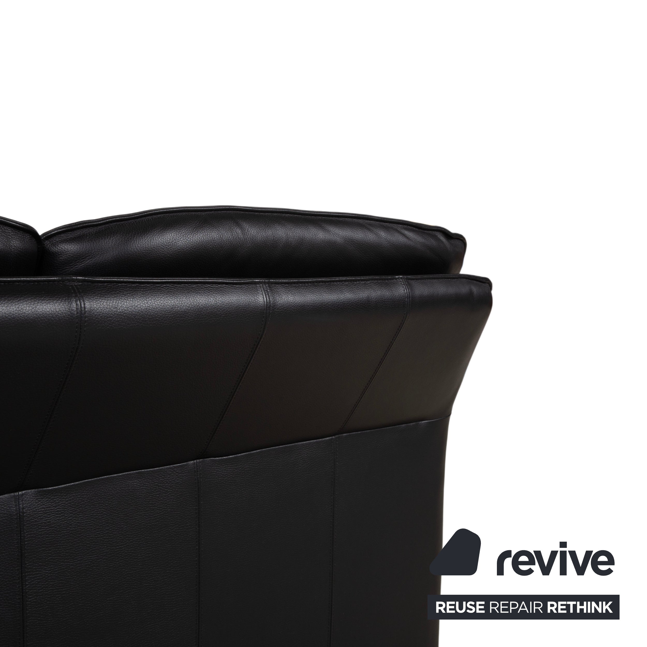 Laauser Atlanta Leather Two Seater Black Sofa Couch