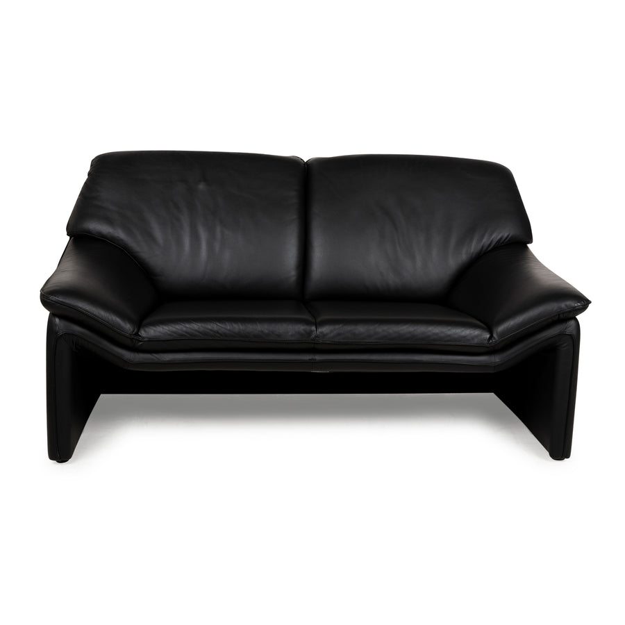 Laauser Atlanta Leather Two Seater Black Sofa Couch