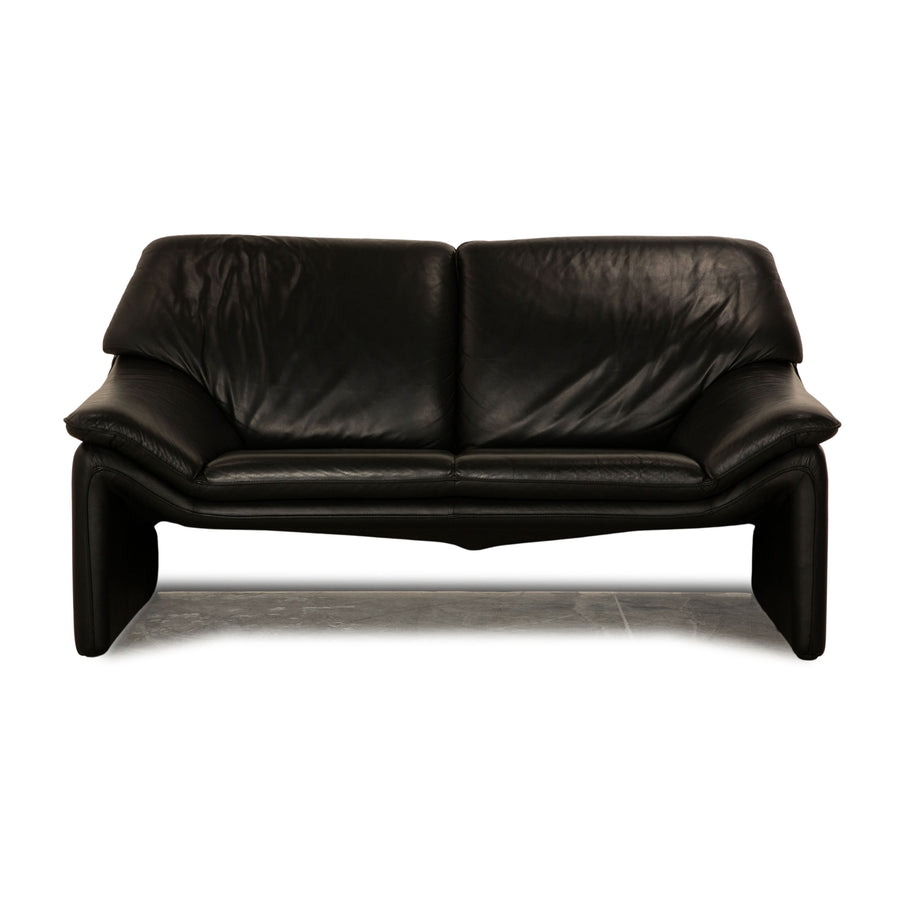 Laauser Atlanta Leather Two Seater Black Sofa Couch