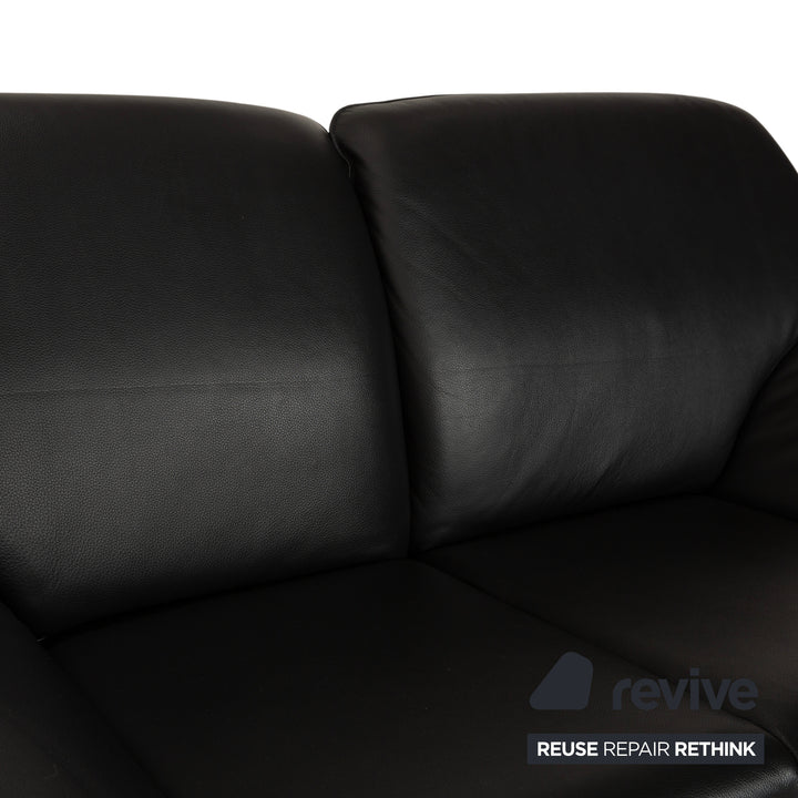 Laauser Atlanta Leder Zweisitzer Schwarz Sofa Couch