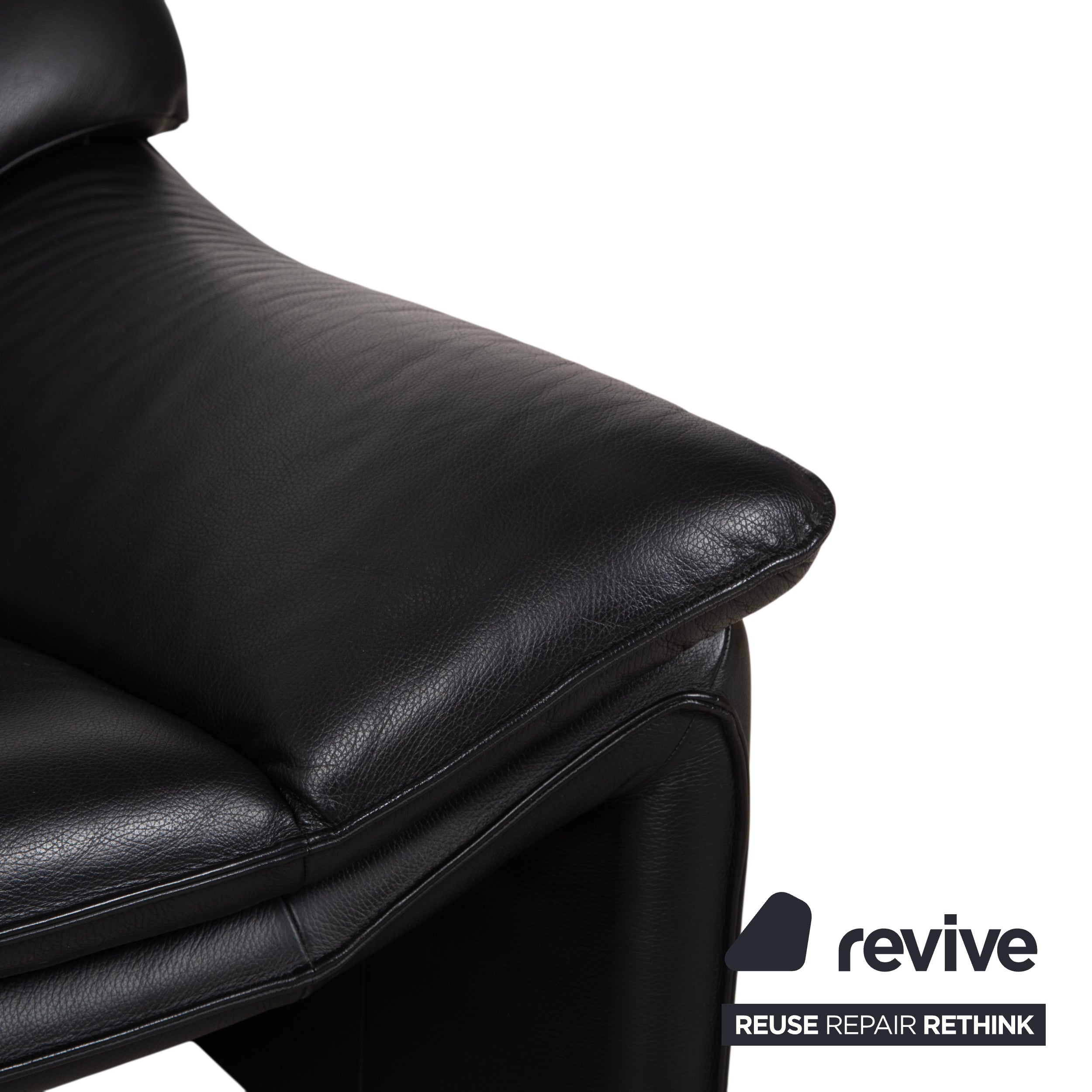 Laauser Atlanta Leather Two Seater Black Sofa Couch