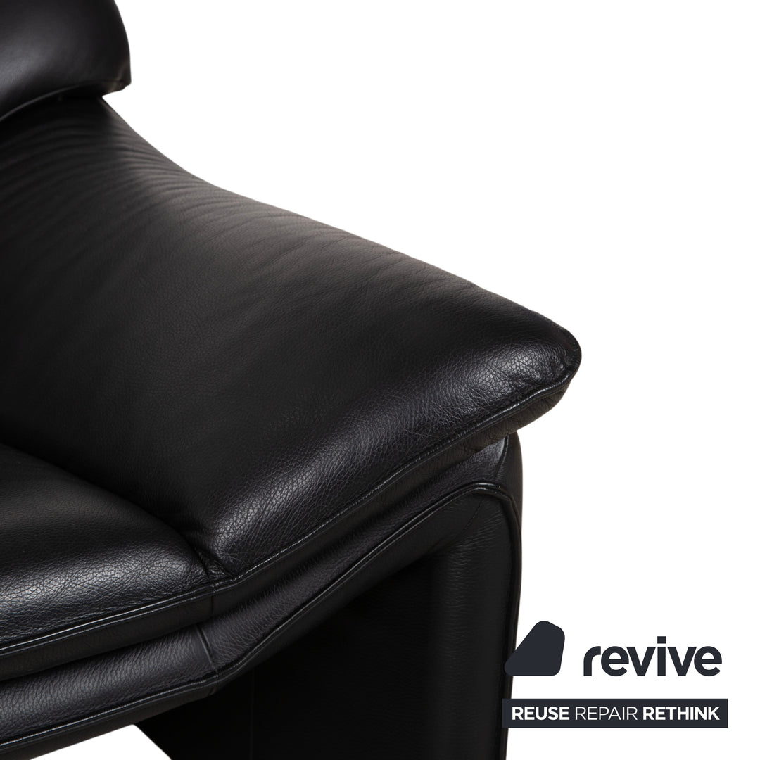 Laauser Atlanta Leather Two Seater Black Sofa Couch