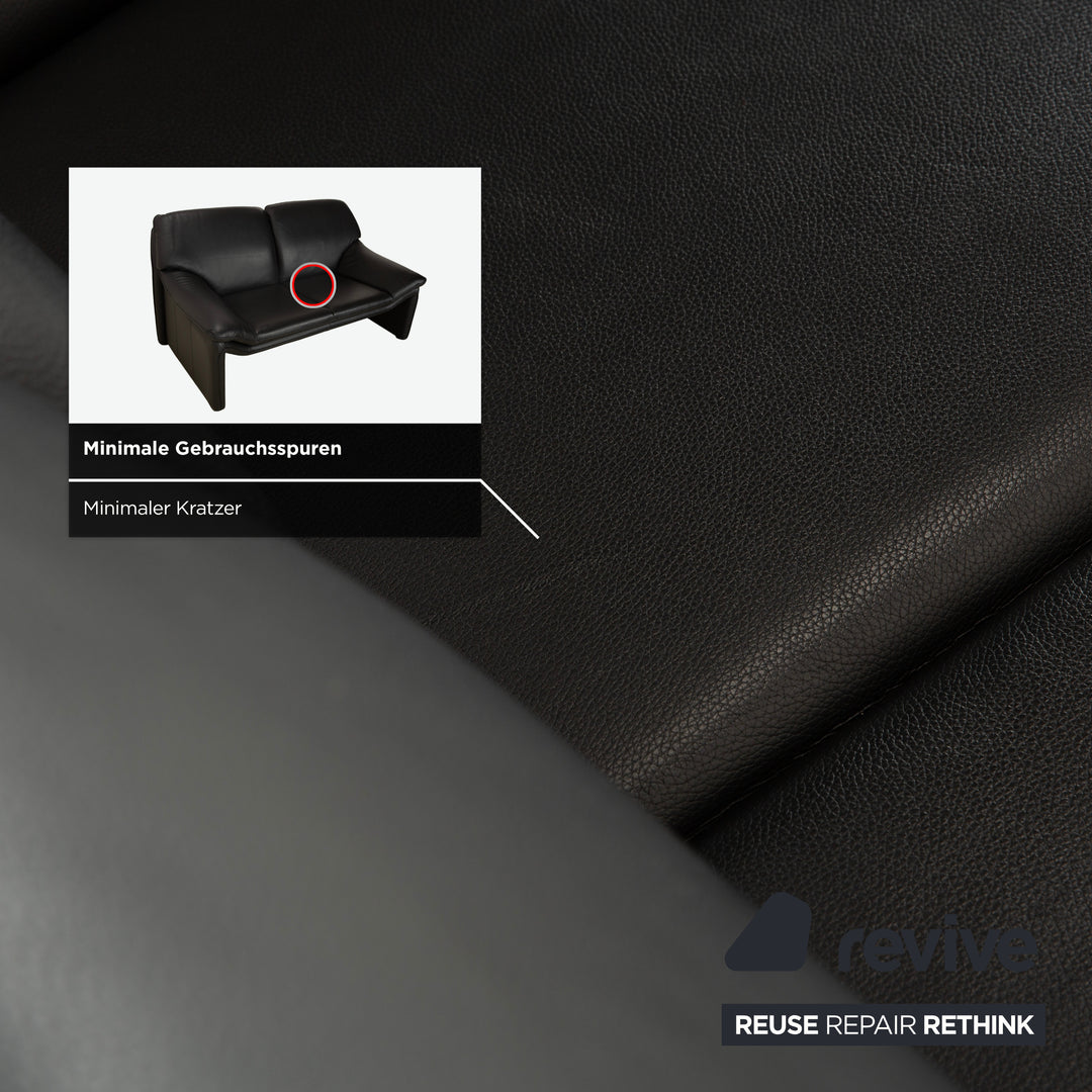 Laauser Atlanta Leder Zweisitzer Schwarz Sofa Couch