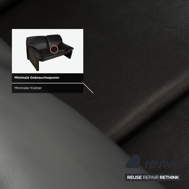Laauser Atlanta Leder Zweisitzer Schwarz Sofa Couch