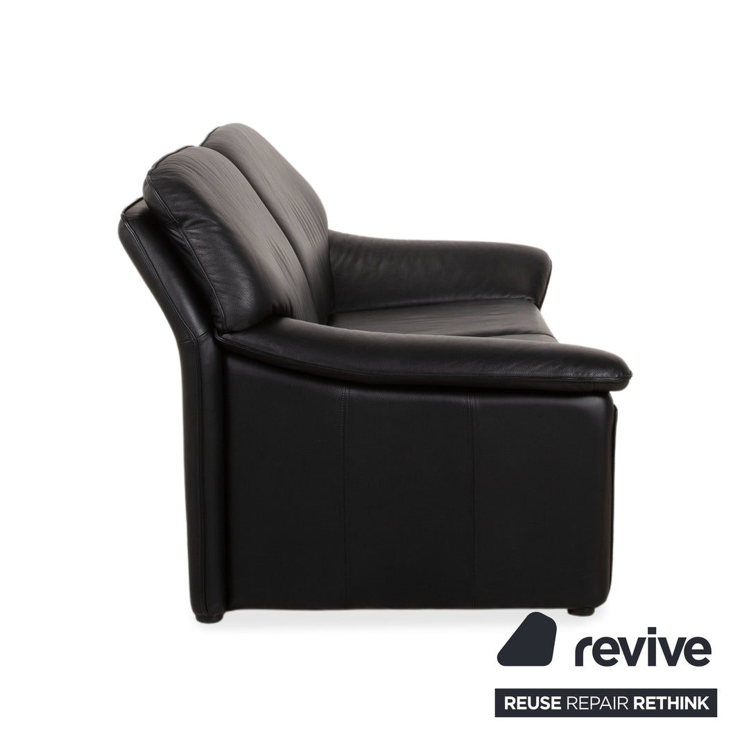 Laauser Atlanta Leather Two Seater Black Sofa Couch