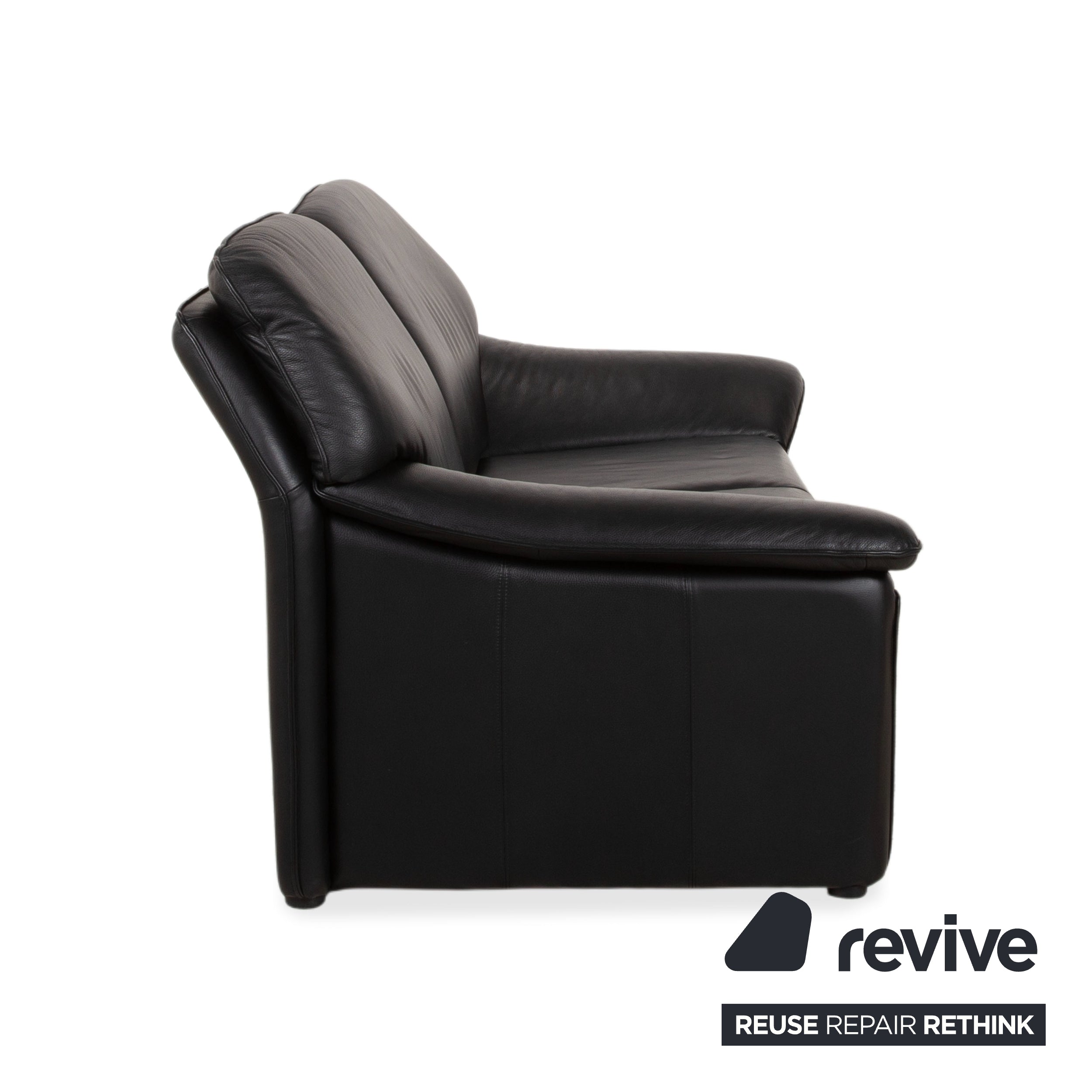 Laauser Atlanta Leather Two Seater Black Sofa Couch
