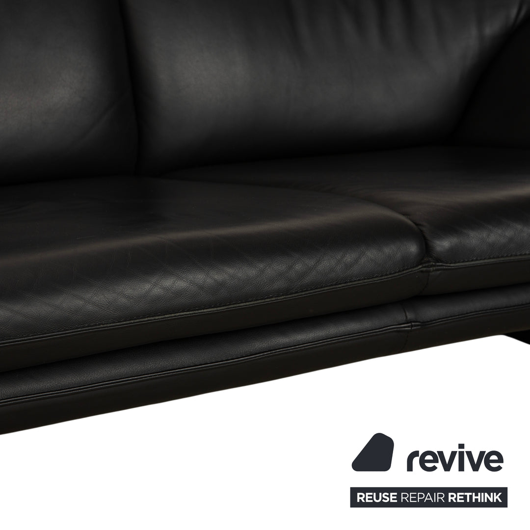 Laauser Atlanta Leder Zweisitzer Schwarz Sofa Couch