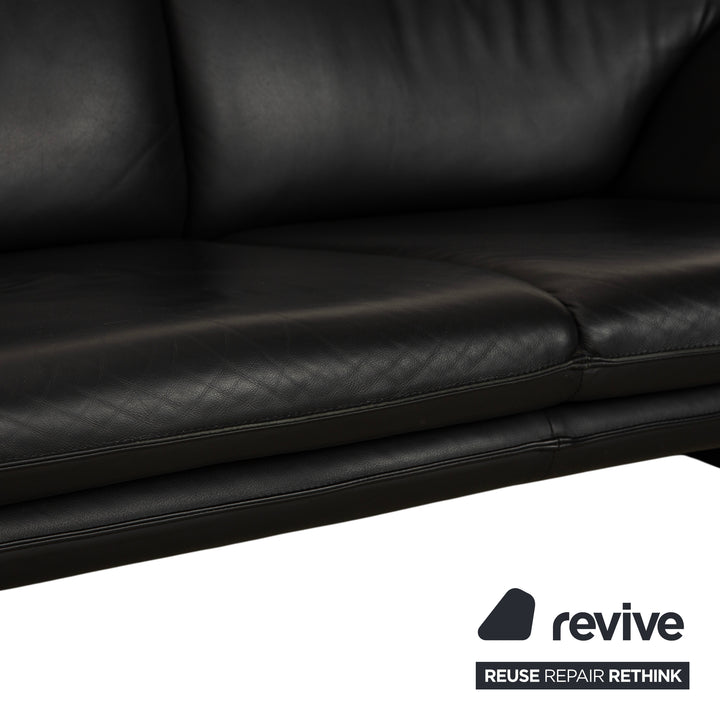 Laauser Atlanta Leder Zweisitzer Schwarz Sofa Couch
