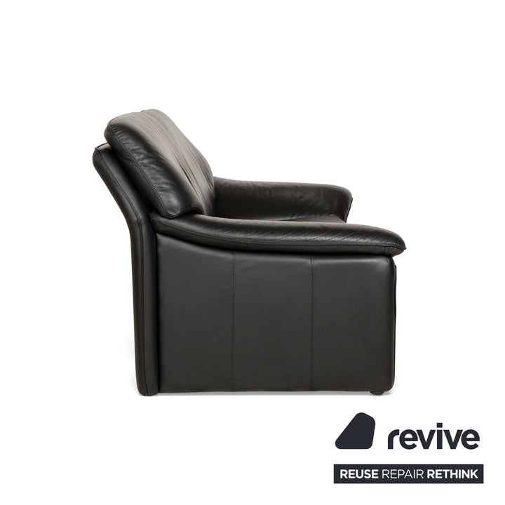 Laauser Atlanta Leder Zweisitzer Schwarz Sofa Couch