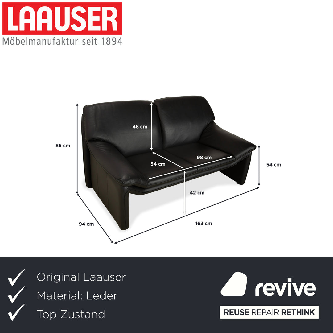 Laauser Atlanta Leder Zweisitzer Schwarz Sofa Couch