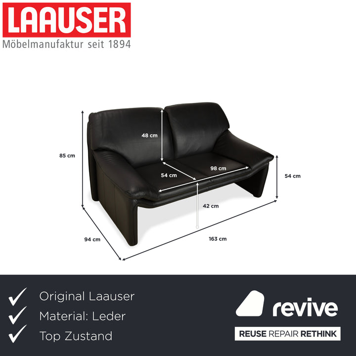 Laauser Atlanta Leder Zweisitzer Schwarz Sofa Couch