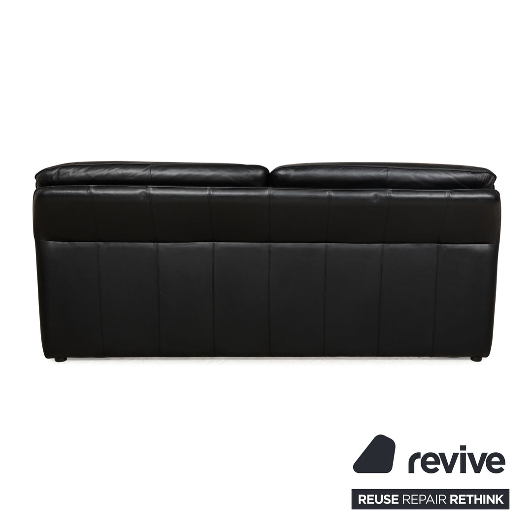 Laauser Atlanta Leather Two Seater Black Sofa Couch