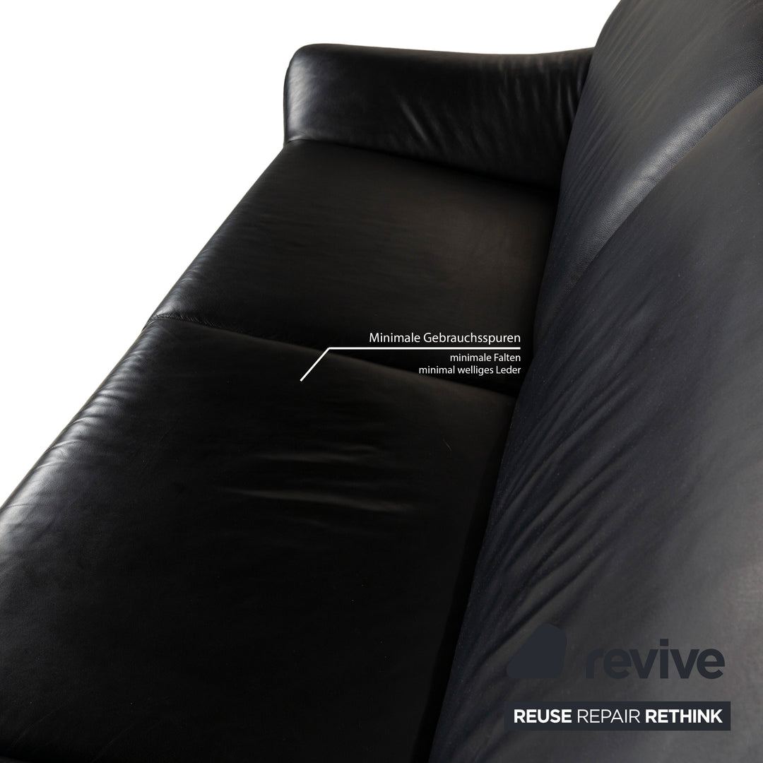 Laauser Atlanta Leather Two Seater Black Sofa Couch