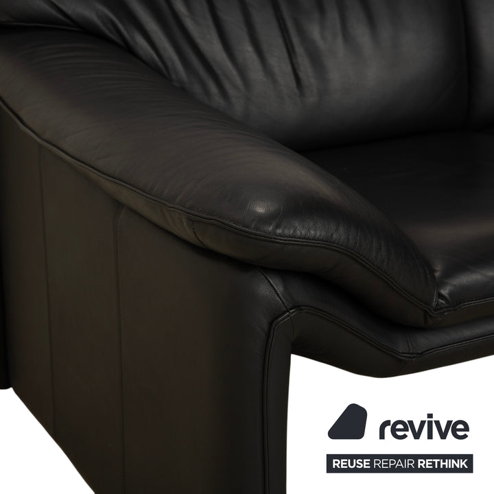 Laauser Atlanta Leder Zweisitzer Schwarz Sofa Couch