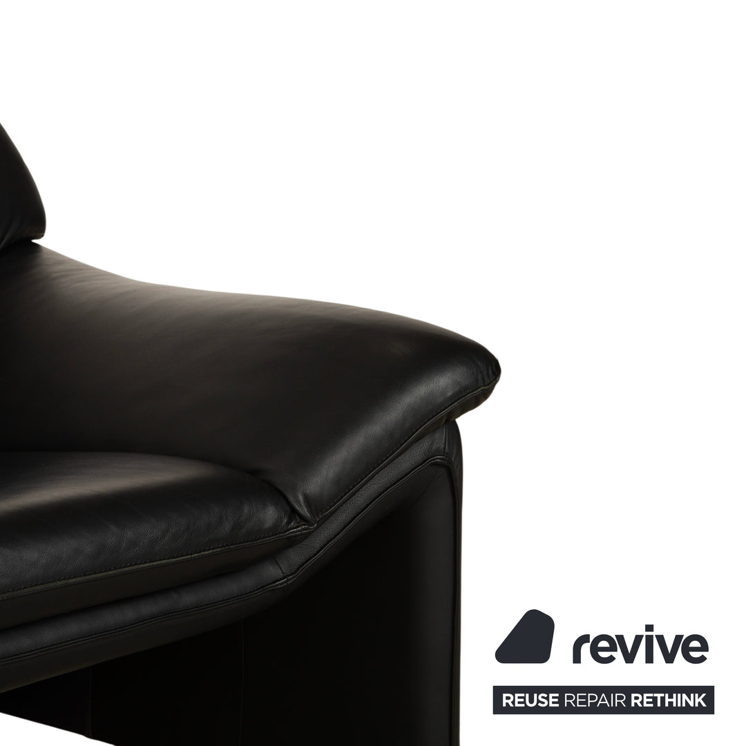 Laauser Atlanta Leder Zweisitzer Schwarz Sofa Couch