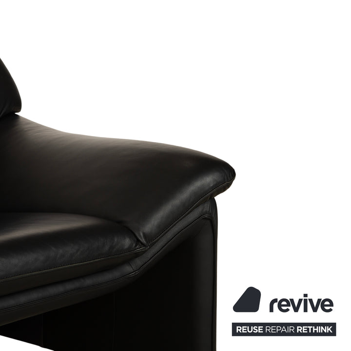 Laauser Atlanta Leder Zweisitzer Schwarz Sofa Couch