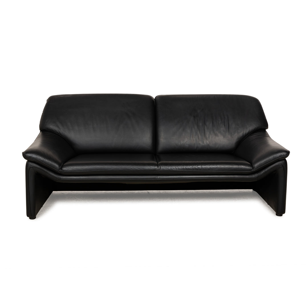 Laauser Atlanta Leder Zweisitzer Schwarz Sofa Couch