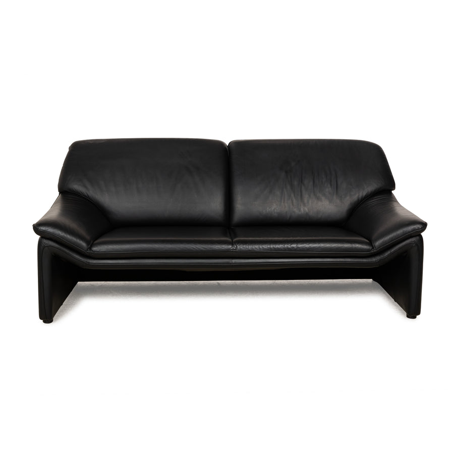 Laauser Atlanta Leather Two Seater Black Sofa Couch