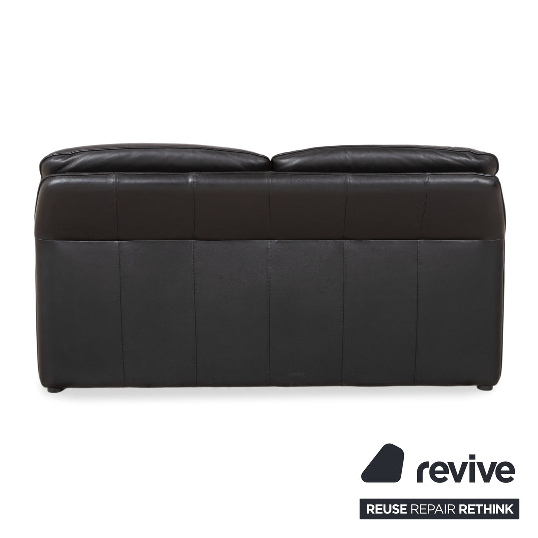 Laauser Atlanta Leather Two Seater Black Sofa Couch