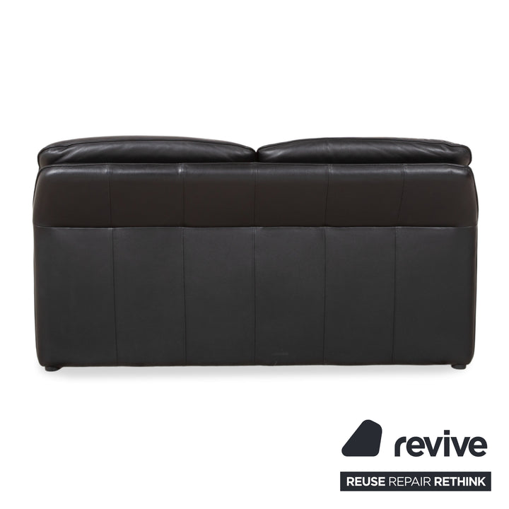 Laauser Atlanta Leather Two Seater Black Sofa Couch