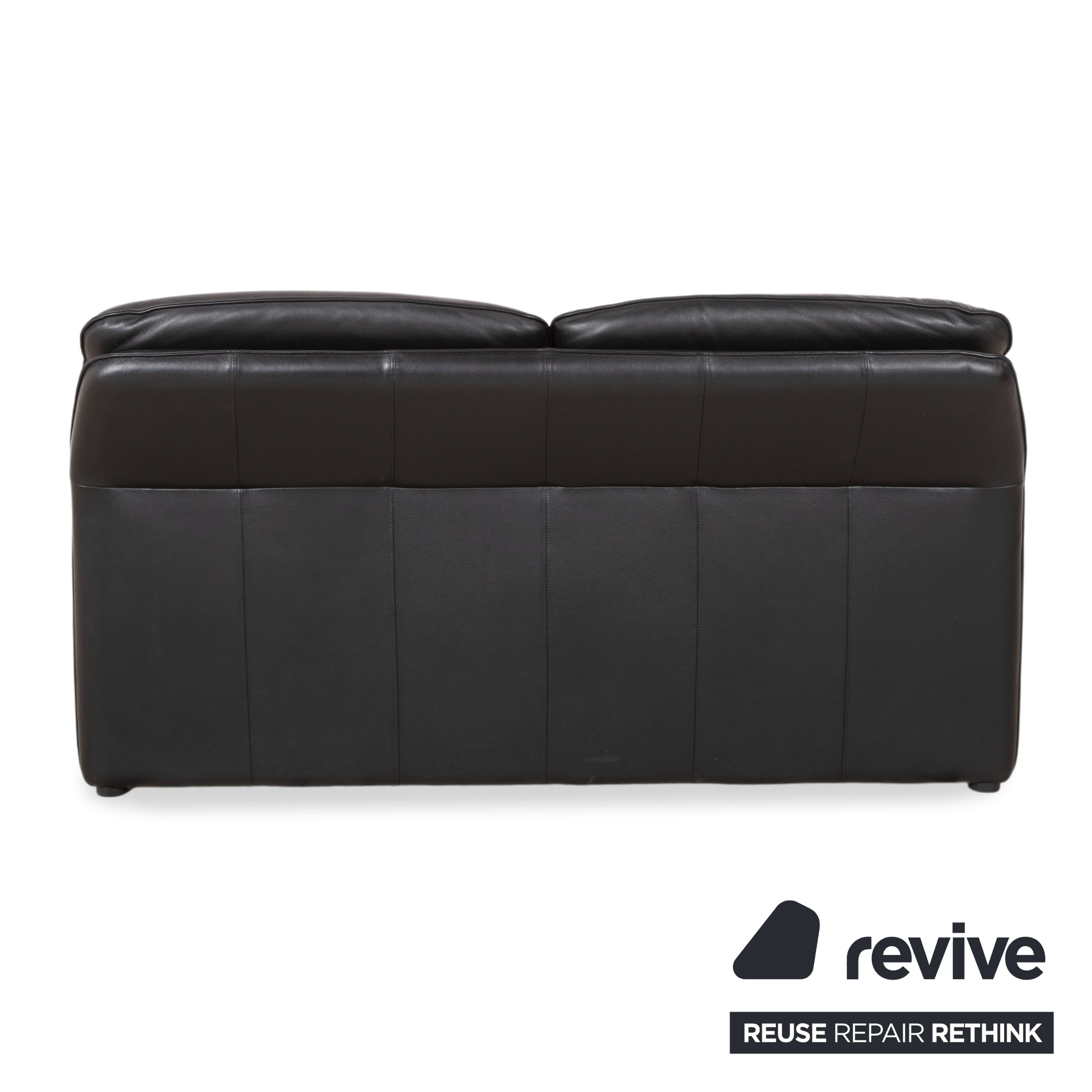 Laauser Atlanta Leather Two Seater Black Sofa Couch