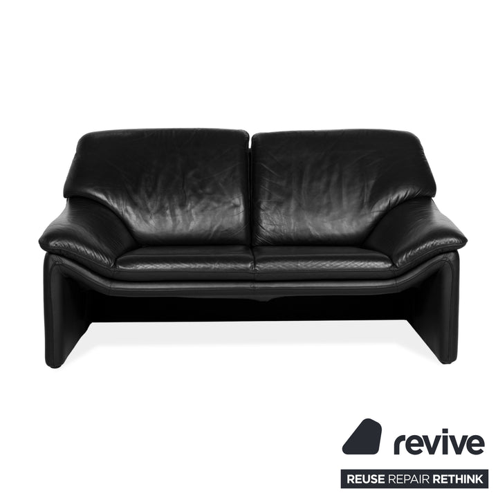 Laauser Atlanta Leather Black Two-Seater Sofa Couch