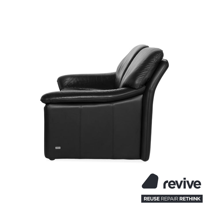Laauser Atlanta Leather Black Two-Seater Sofa Couch
