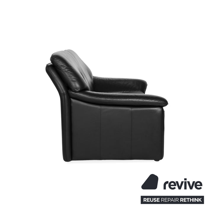 Laauser Atlanta Leather Black Two-Seater Sofa Couch
