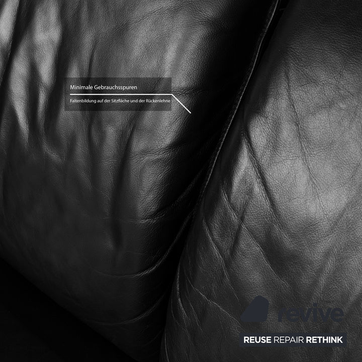 Laauser Atlanta Leder Schwarz Zweisitzer Sofa Couch