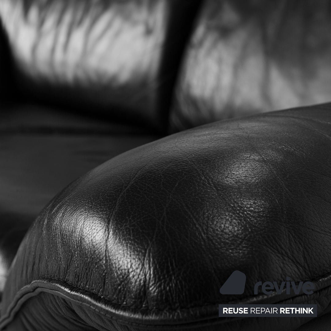 Laauser Atlanta Leather Black Two-Seater Sofa Couch