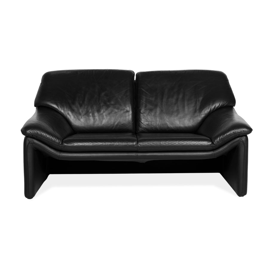 Laauser Atlanta Leder Schwarz Zweisitzer Sofa Couch