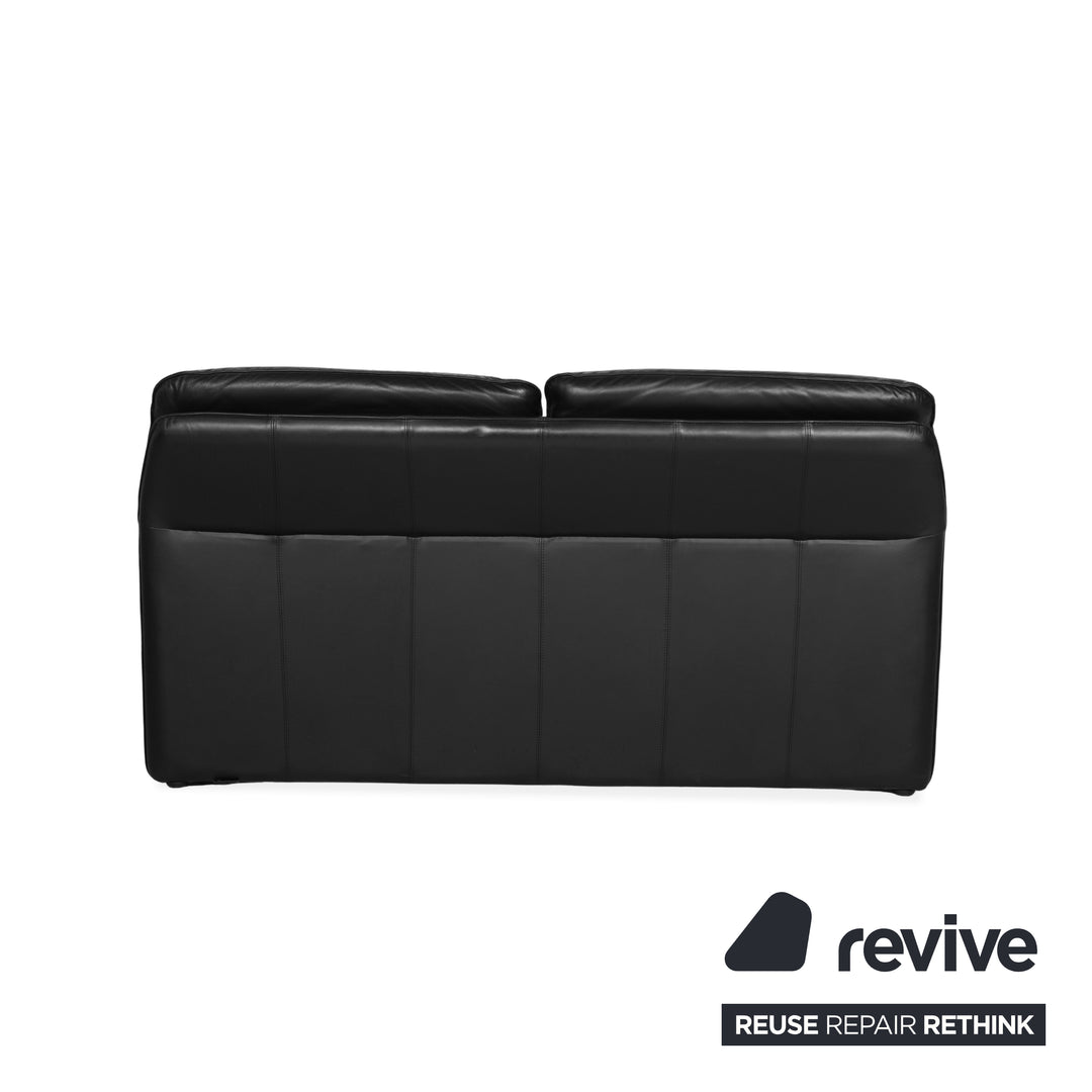 Laauser Atlanta Leather Black Two-Seater Sofa Couch