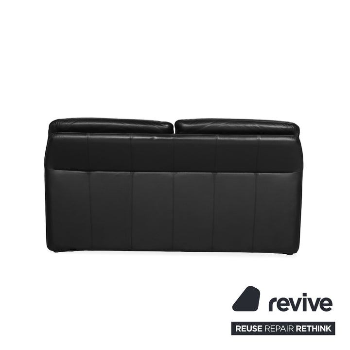 Laauser Atlanta Leather Black Two-Seater Sofa Couch