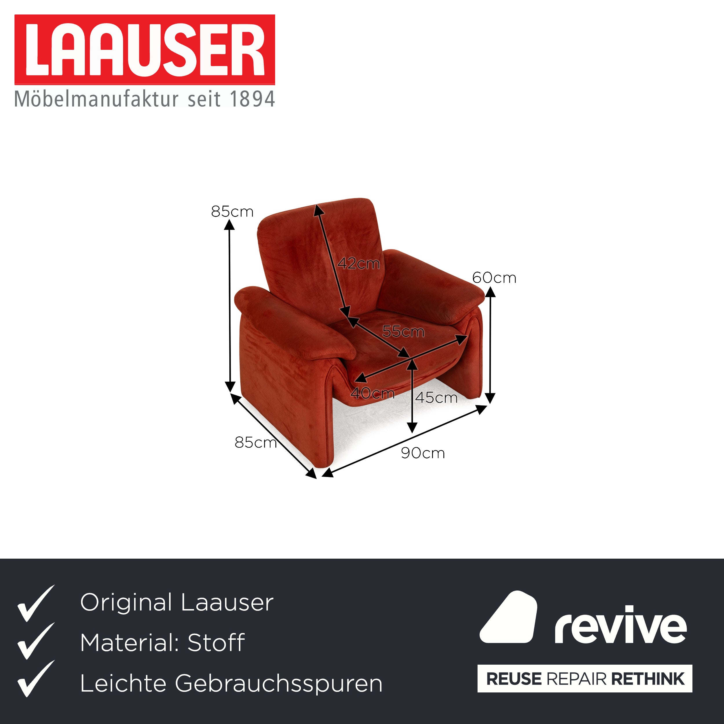 Laauser Atlanta Stoff Sessel Rot