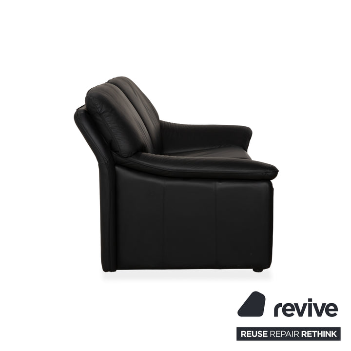 Laauser Atlanta Zweisitzer Leder Sofa Schwarz Couch