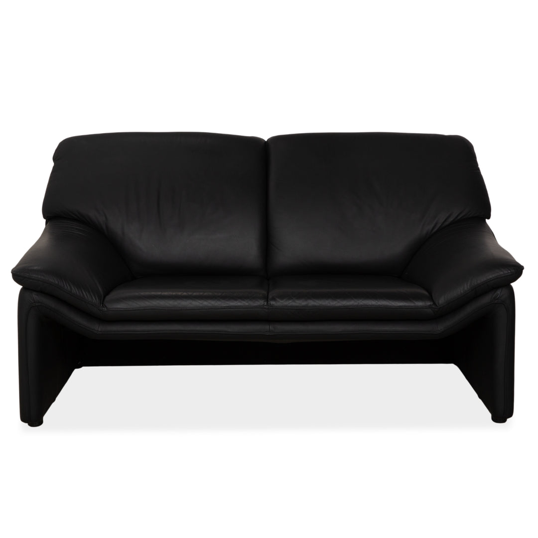 Laauser Atlanta Zweisitzer Leder Sofa Schwarz Couch