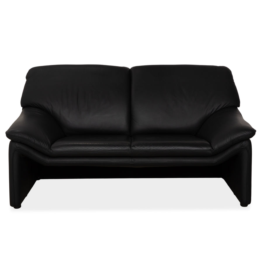 Laauser Atlanta Zweisitzer Leder Sofa Schwarz Couch