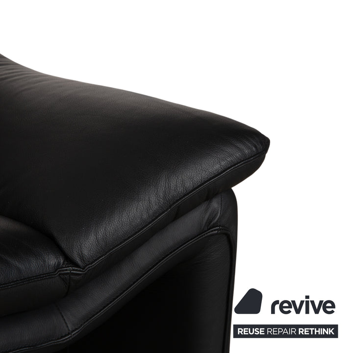 Laauser Atlanta Zweisitzer Leder Sofa Schwarz Couch