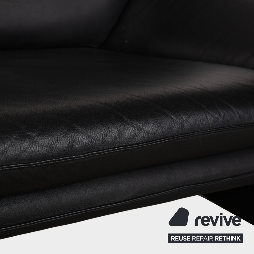 Laauser Atlanta Zweisitzer Leder Sofa Schwarz Couch