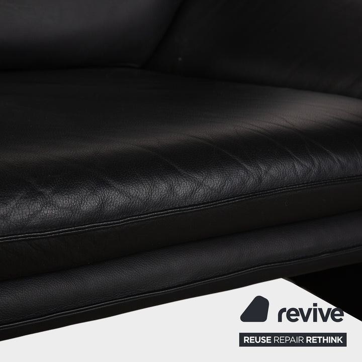 Laauser Atlanta Zweisitzer Leder Sofa Schwarz Couch