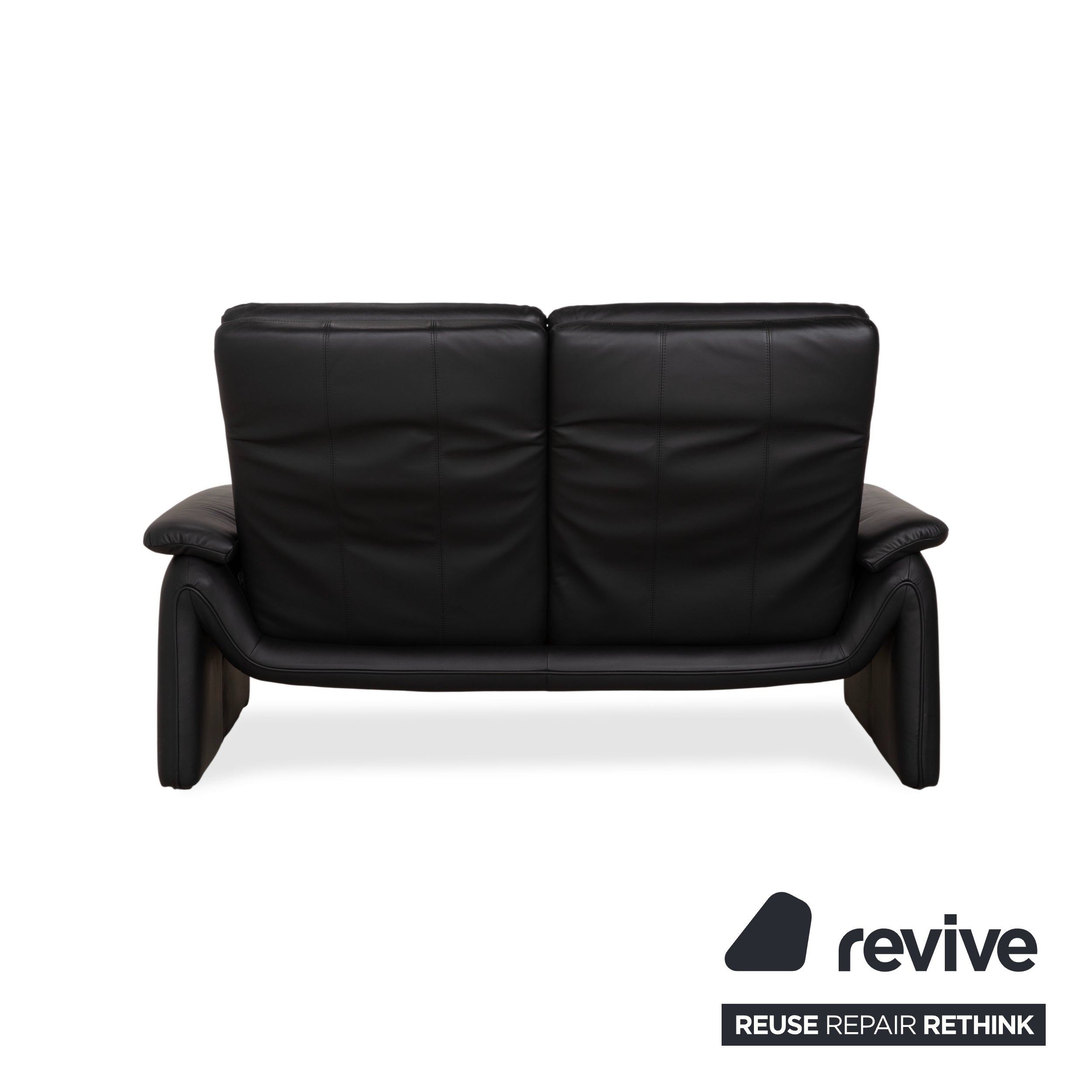 Laauser Atlanta Two-Seater Leather Sofa Black Couch Manual Function