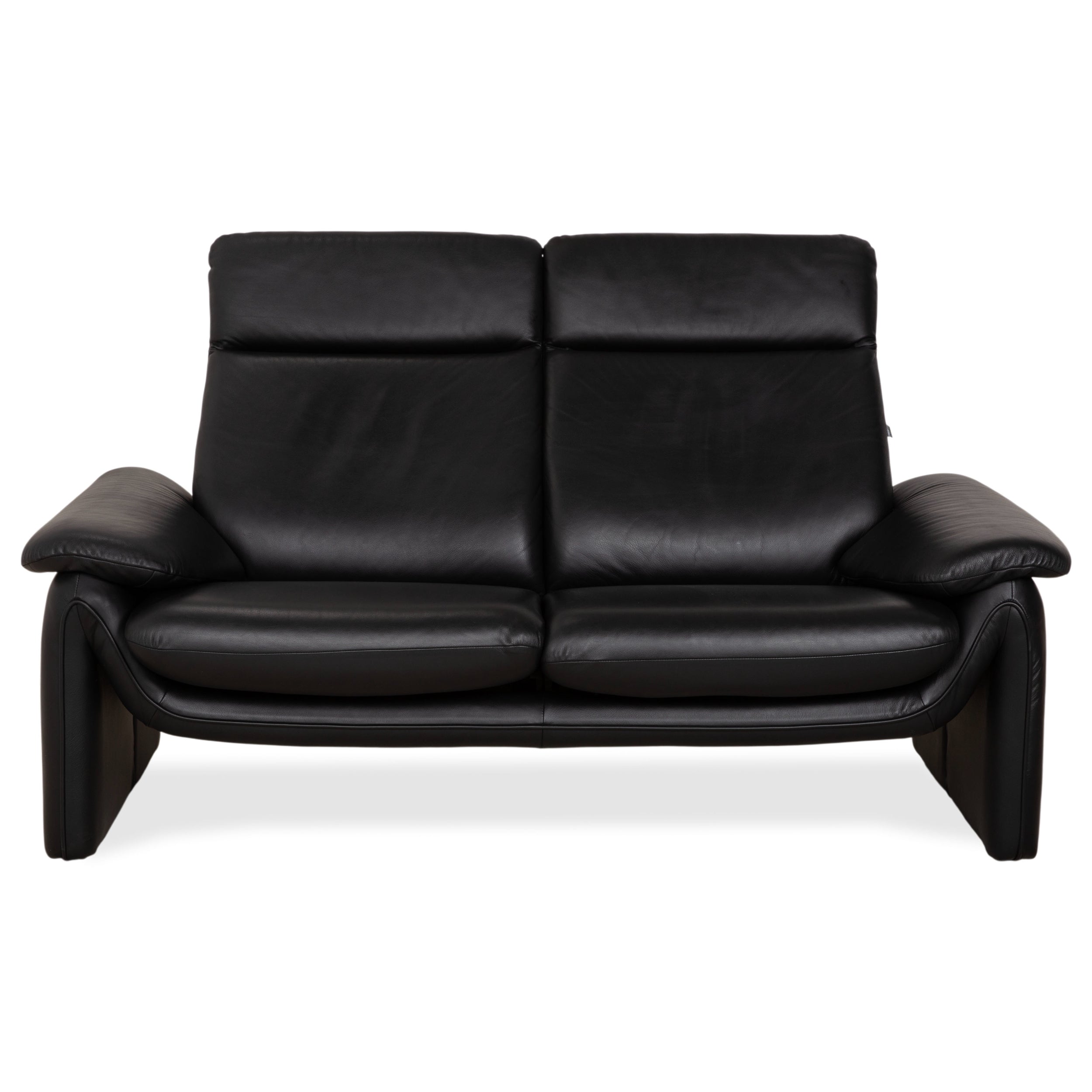 Laauser Atlanta Two-Seater Leather Sofa Black Couch Manual Function