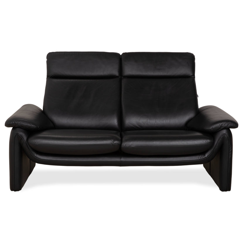 Laauser Atlanta Two-Seater Leather Sofa Black Couch Manual Function