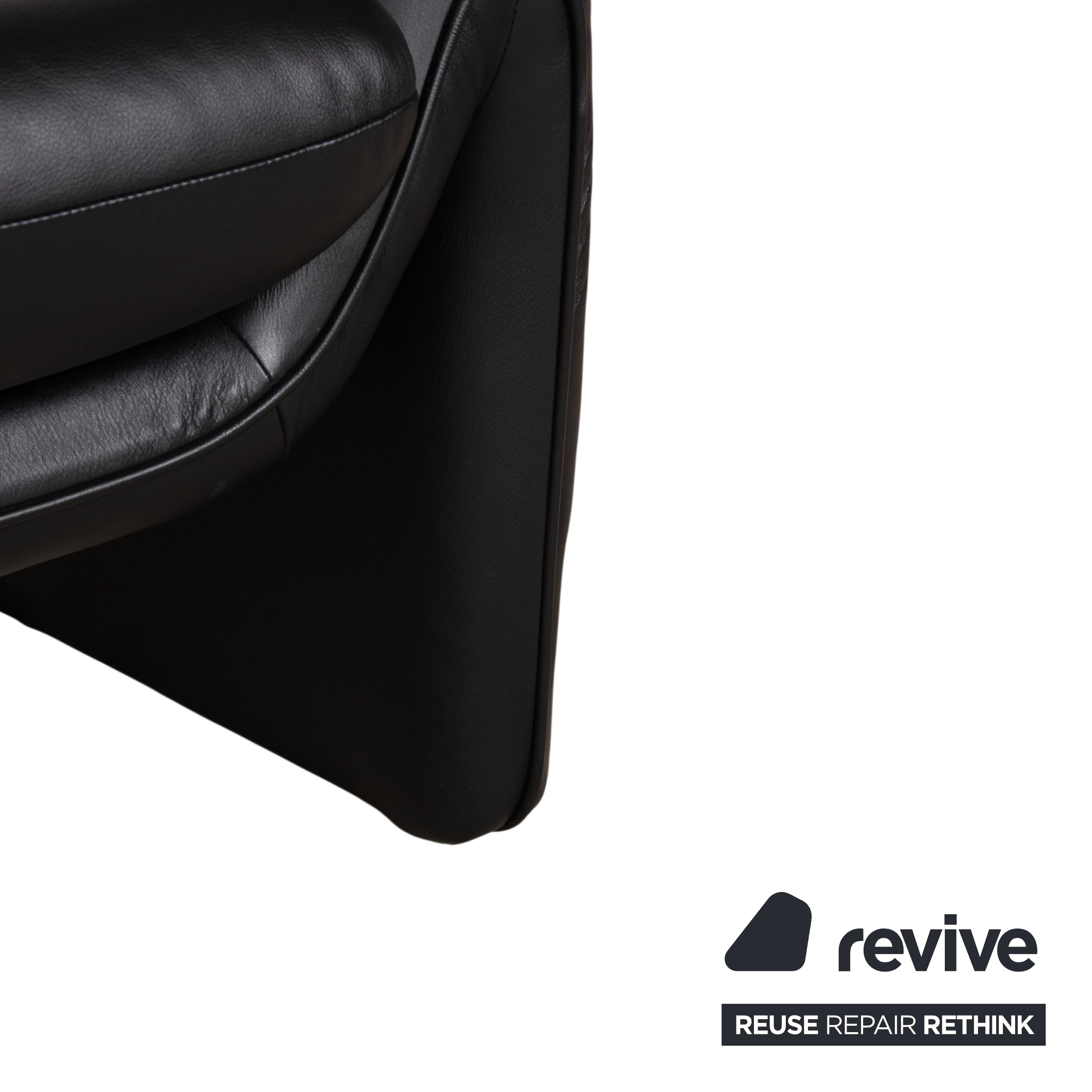 Laauser Atlanta Two-Seater Leather Sofa Black Couch Manual Function
