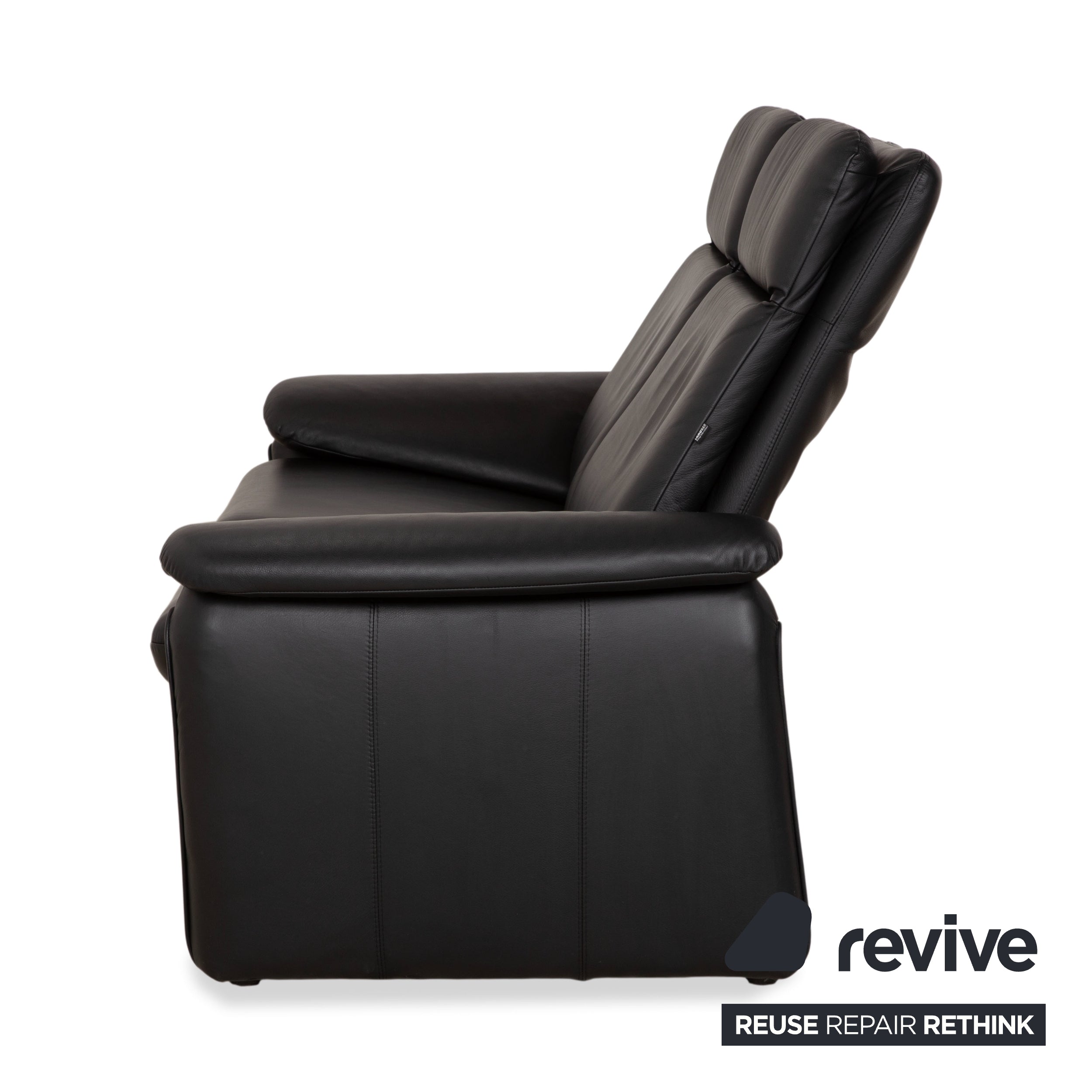 Laauser Atlanta Two-Seater Leather Sofa Black Couch Manual Function