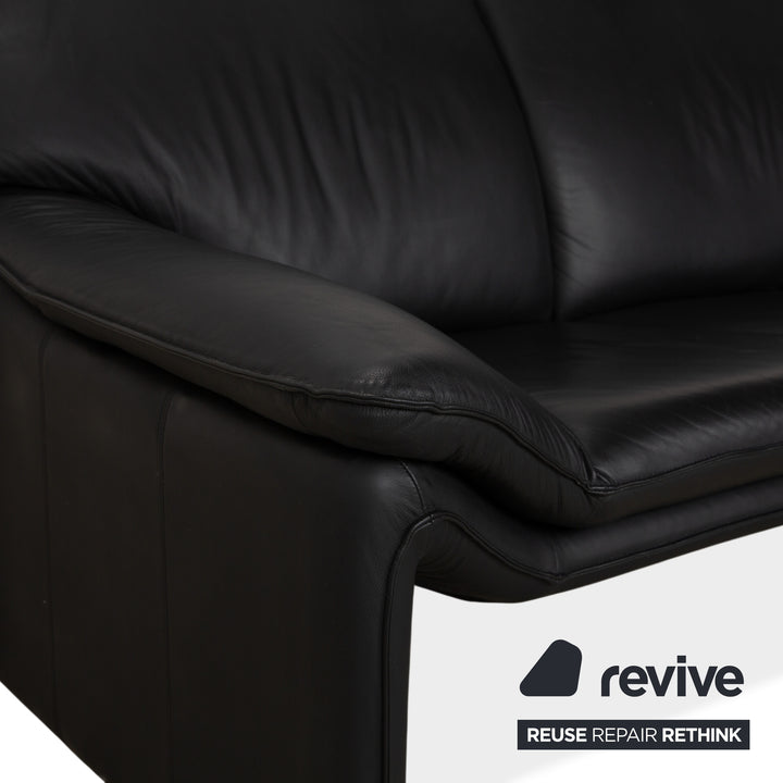 Laauser Atlanta Zweisitzer Leder Sofa Schwarz Couch