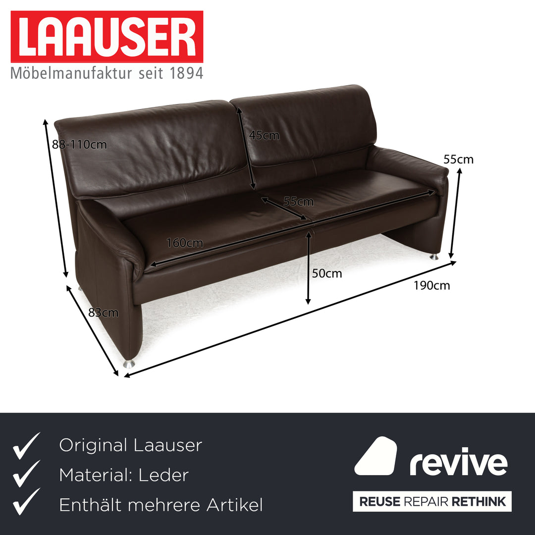 Laauser Camaro Leather Sofa Set Brown Manual Function Three-Seater Two-Seater Armchair Couch