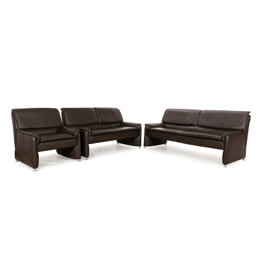 Laauser Camaro Leather Sofa Set Brown Manual Function Three-Seater Two-Seater Armchair Couch
